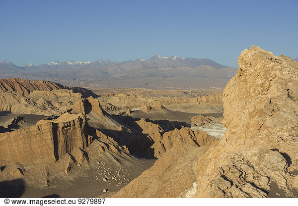 Valle de la Luna oder Tal des Mondes im Abendlicht, San Pedro de Atacama, Región de Antofagasta, Chile