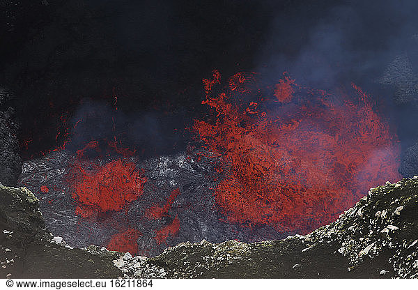 Vanuatu  Ambrym Island  View of lava erupting at Marum lava lake