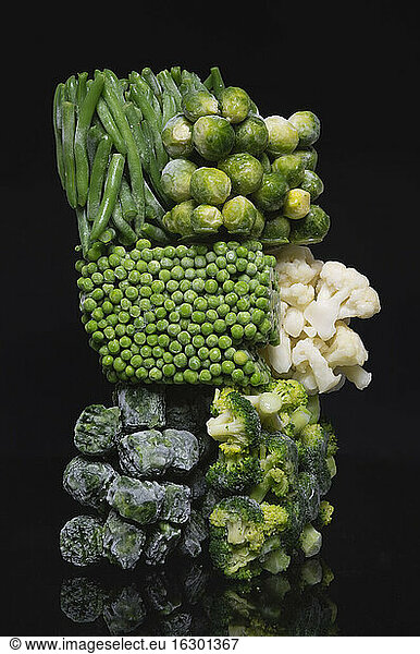 Various deep frozen vegetables  close up