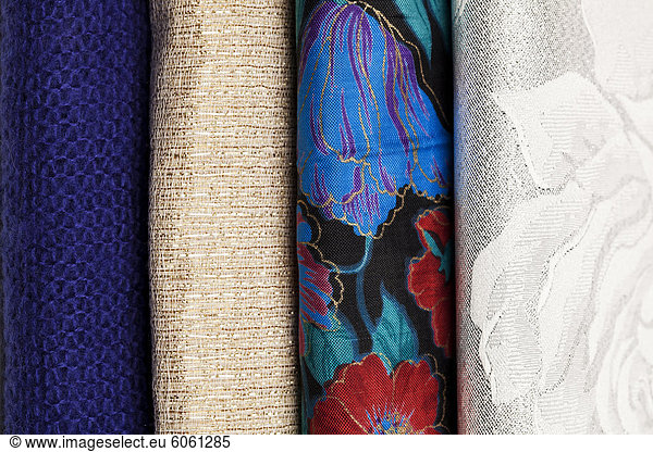 Various fabrics with patterns  close-up (full frame)