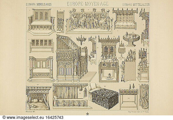 Various furniture of the 14th and 15th century