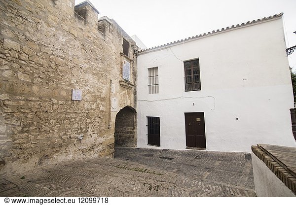 Vejer de la Frontera white village in Cadiz province  Andalusia  Spain. Castle walls.