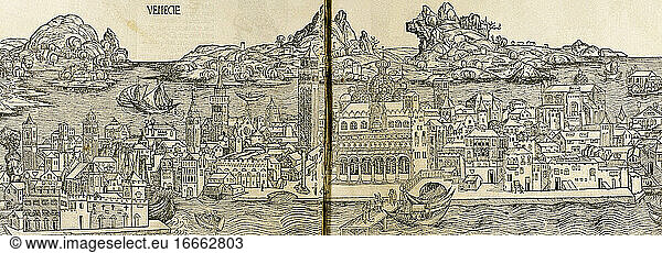 Venedig. Italien. Kupferstich. 16. Jahrhundert.