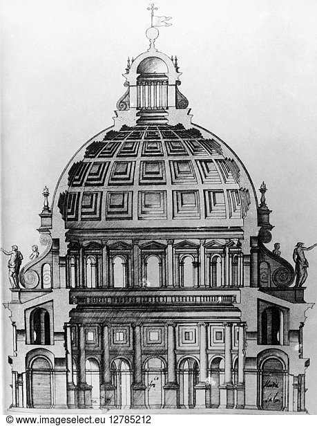 VENICE: LA SALUTE. Cross section of the Basilica di Santa Maria Della ...