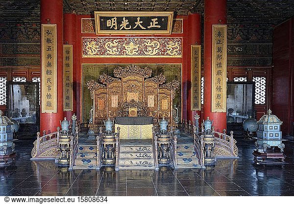 Verbotene Stadt  Innere Stadt  Palast der himmlischen Reinheit  Thron  Peking  China  Asien