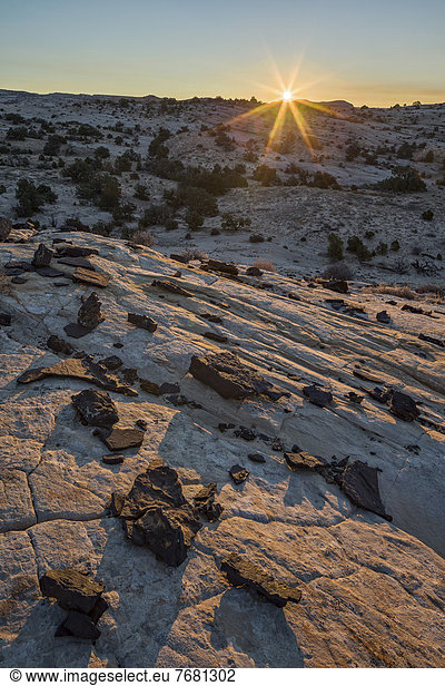 Vereinigte Staaten von Amerika USA über Sonnenaufgang Lava Nordamerika Stück Navajo Sandstein Utah