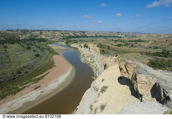 Vereinigte Staaten von Amerika  USA  Biegung  Biegungen  Kurve  Kurven  gewölbt  Bogen  gebogen  Fluss  Nordamerika  North Dakota