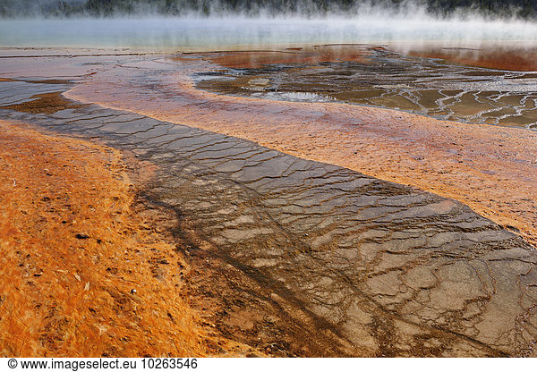 Vereinigte Staaten von Amerika USA Ehrfurcht Teton Range bunt Bakterie Yellowstone Nationalpark Matte orangefarben orange Wyoming