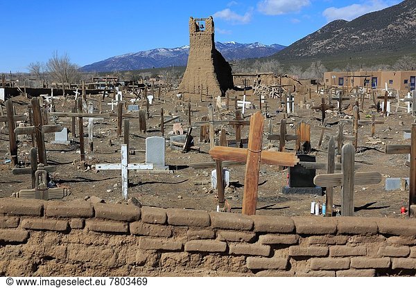 Vereinigte Staaten von Amerika  USA  Hintergrund  Kirche  Mexiko  Original  Friedhof  neu  Taos