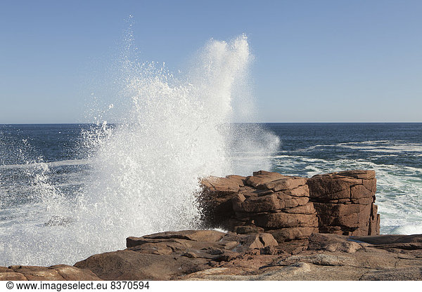 Vereinigte Staaten von Amerika USA Nationalpark Felsen Ozean Küste Zusammenstoß Atlantischer Ozean Atlantik Maine