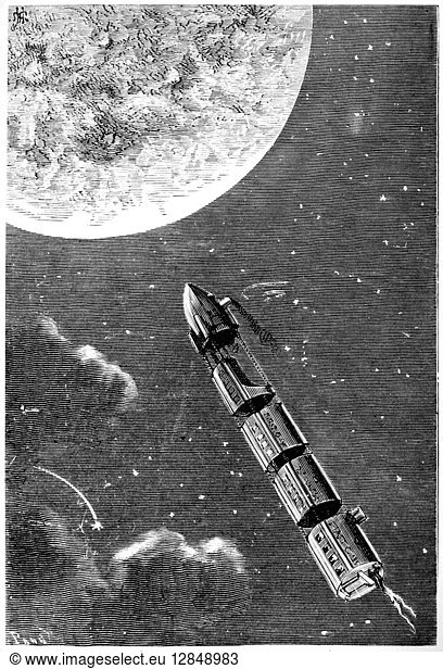 VERNE: EARTH TO MOON VERNE: EARTH TO MOON, 1865. Engraving from a 19th ...