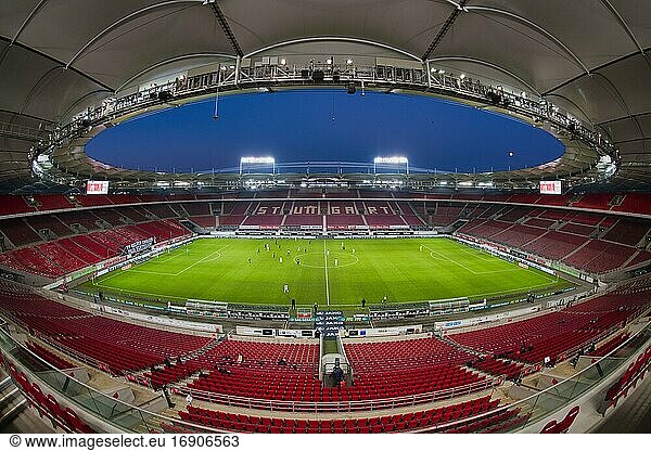 VfB Stuttgart against FC Bayern Munich  ghost game  stadium overview at the blue hour  Mercedes-Benz Arena  Stuttgart  Baden-Württemberg  Germany  Europe