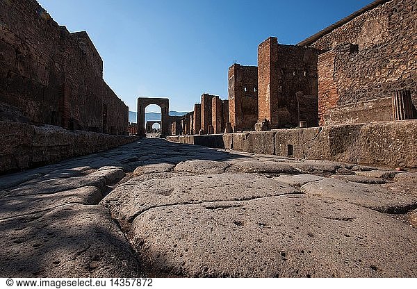 Via del Foro street Archaeological site of Pompei UNESCO World Heritage Site Campania Italy Europe