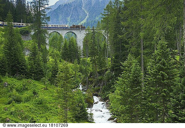 Viadukt am Albulapass  Albula  Bündner Alpen  Graubünden  Schweiz  Europa