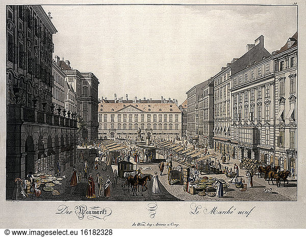 Vienna  Neumarkt / Etching / Schuetz /1798