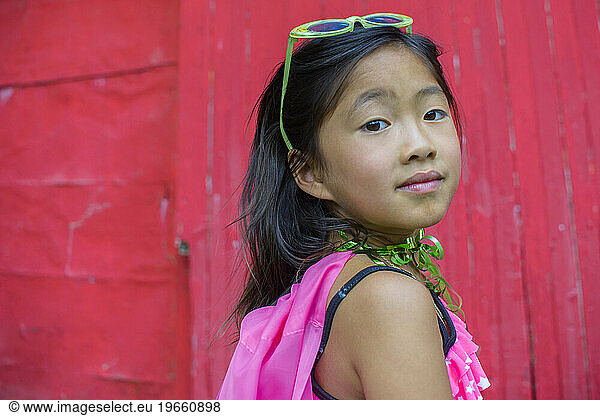 Vietnamese American 7 year girl showinging off her favorite outfits