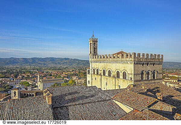 View from the garden of the Doge's Palace  Gubbio  Province of Perugia  Umbria  Italy  Europe