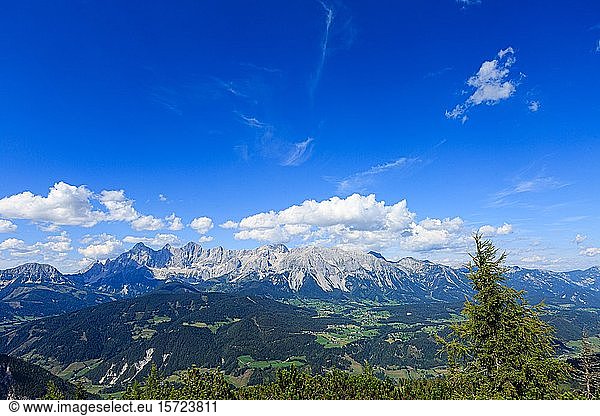 View from the Reiteralm to the Dachstein Massif  Upper Austria  Styria  Austria  Europe
