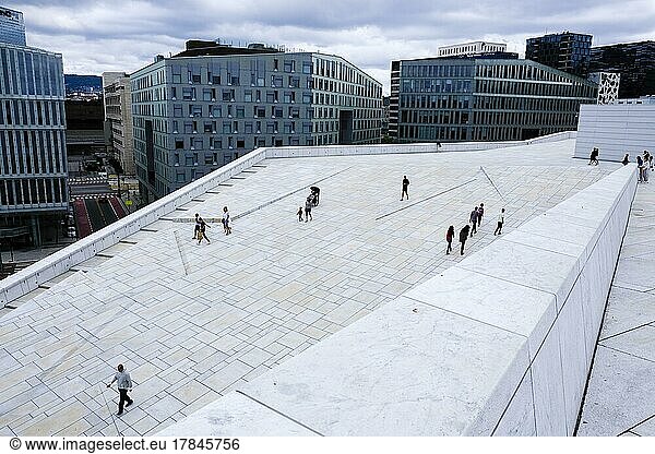 View from the roof of the Oslo Opera House  Operahuset Oslo  Oslo  Norway  Europe