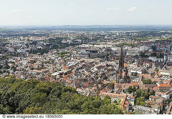 View from the Schlossberg Tower of Freiburg im Breisgau  Baden-Württemberg  Germany  Europe