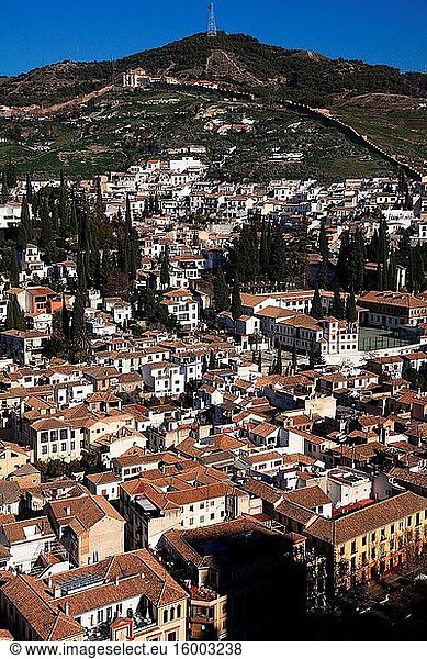View of Albaic?n neighborhood from the Alcazaba of Alhambra. Granada.