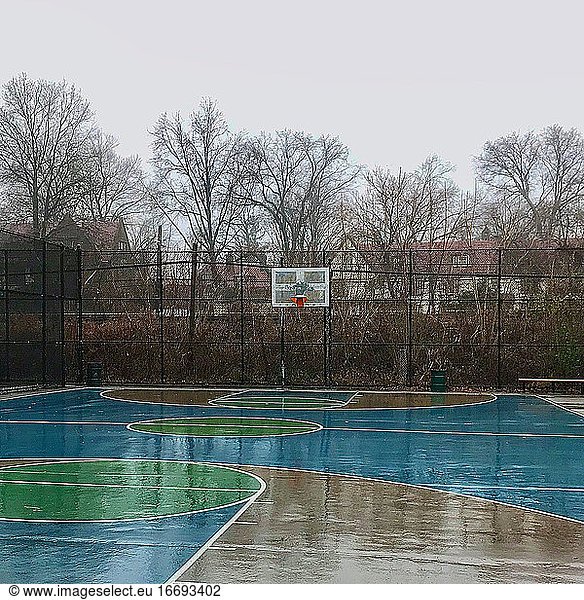 View of basketball hoop at public park