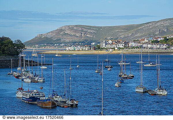 View of boats of the Conwy River  Conwy  Gwynedd  North Wales  United Kingdom  Europe