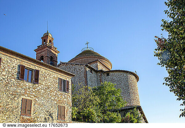 View of church under blue sky on sunny day  Castiglione del Lago  Umbria  Italy
