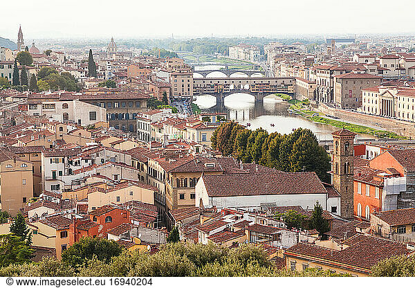 View of city from Piazza Michelangelo  Florence  Tuscany  Italy.