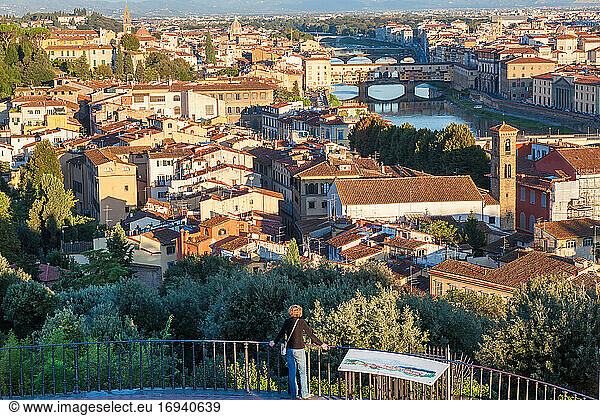 View of city from Piazza Michelangelo  Florence  Tuscany  Italy.