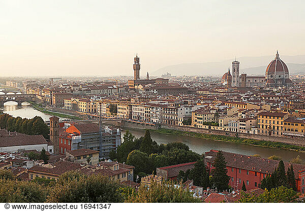 View of city from Piazza Michelangelo  Florence  Tuscany  Italy.