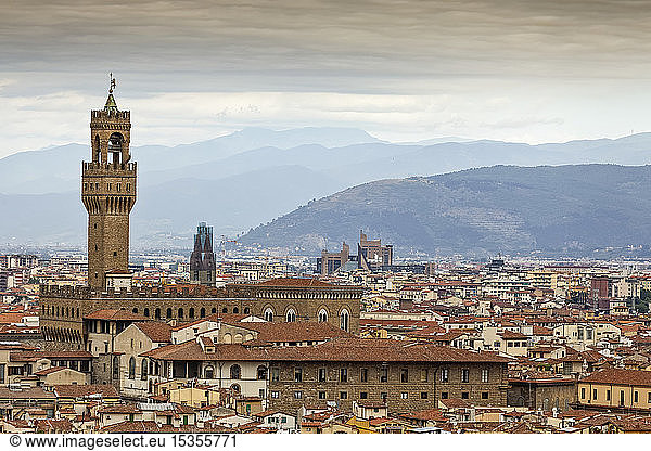 View of Florence  including Palazzo Vecchio; Florence  Italy