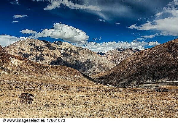 View of Himalayas mountains near Kardung La pass. Ladakh  India  Asia