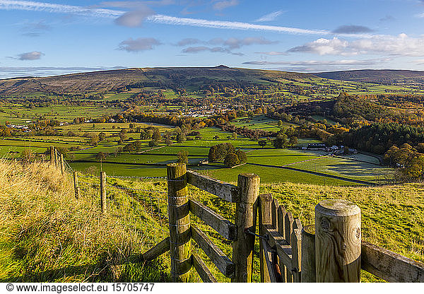 View of Hope in the Hope Valley  Derbyshire  Peak District National Park  England  United Kingdom  Europe