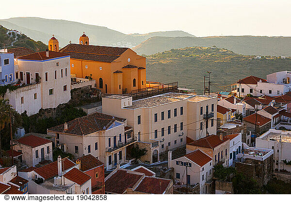 View of Ioulida village on Kea island in Greece.