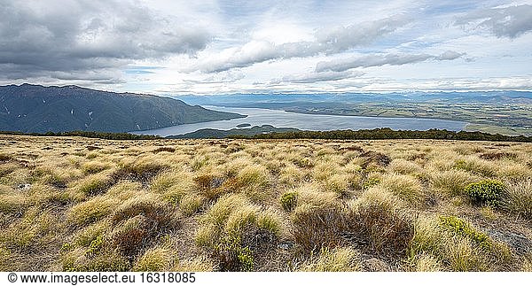 View of Lake Te Anau and Southfiord  Kepler Track  Fiordland National Park  Southland  South Island  New Zealand  Oceania