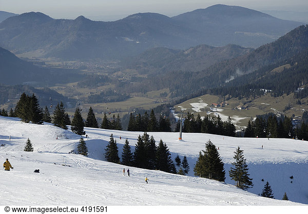 View of Leiitzachtal (Leitzach Valley)  Sudelfeld Ski Resort  Bavarian Alps  Bavaria  Germany  Europe
