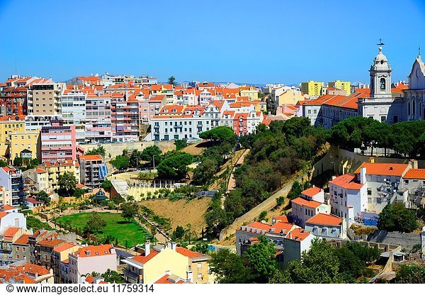 View of Lisbon from St. Jorge Castle Portugal Moorish.
