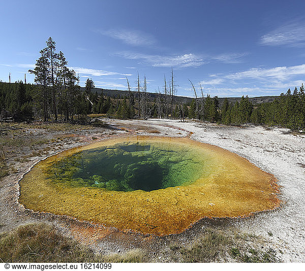 View of Morning Glory Pool at Yellowstone National Park