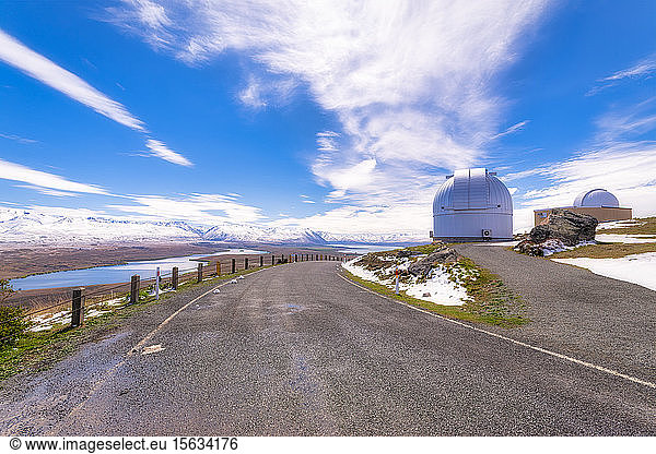 View of Mount John University Observatory by road  Tekapo  South Island  New Zealand