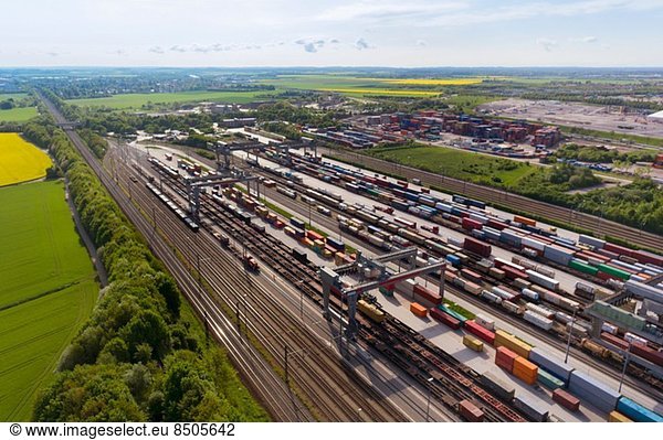 View of rail freight  Munich  Bavaria  Germany