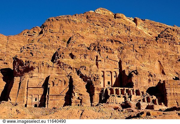 View of Royals Tombs  Archaeological site  UNESCO World Heritage Site  Petra  Jordan  Middle East