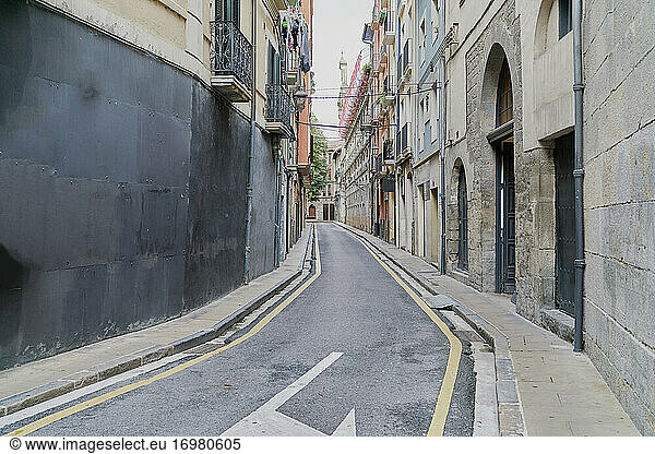 View of San Francisco Street in Pamplona  Spain. Typical street