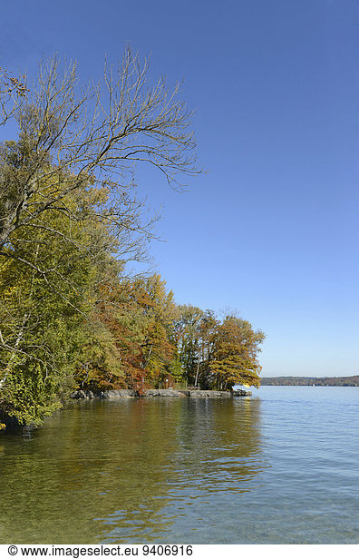 View of Starnberger Lake in autumn