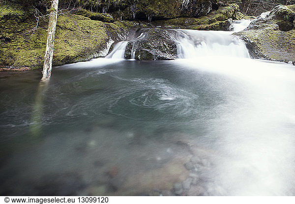 View of stream and waterfall