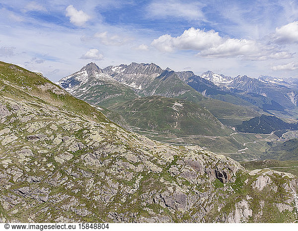 View of Swiss Alps mountain range