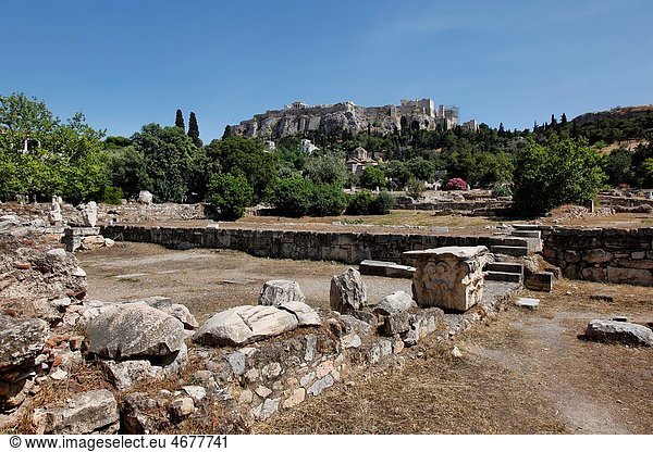 View of the Acropolis from the Ancient Agora in Athens,  Greece