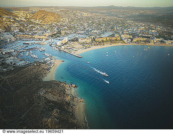 View of the Cabo Marina with boats and yachts  Baja California