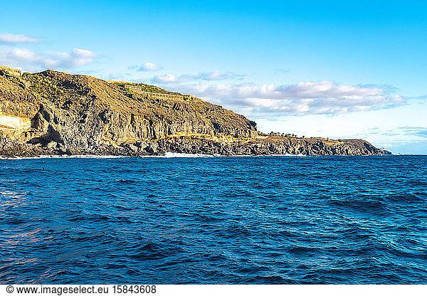 View of the coastline los gigantes from the atlantic ocean inTenerife