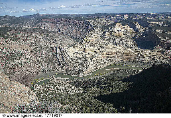 View of the confluence of the Green and Yampa Rivers from Harper's Corner in the Colorado portion of Dinosaur National Monument; Colorado  United States of America